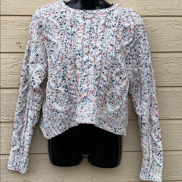 Cropped White & Speckled Soft Knit Sweater - Picture 2 of 13